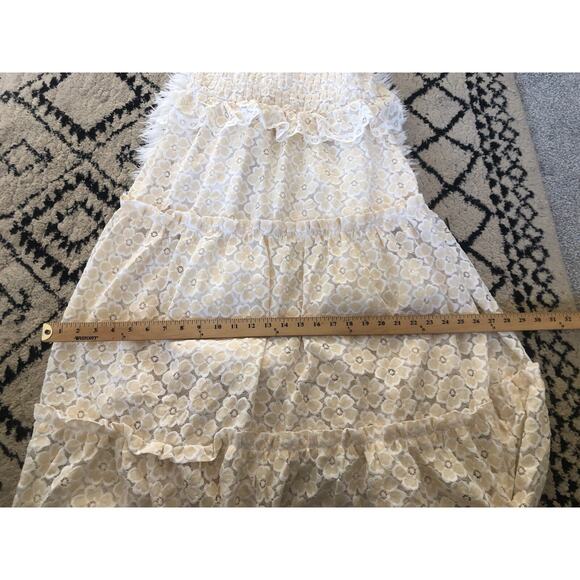 Rachel Parcell Smocked Lace Tiered Dress Large Ruffle NWT White/Off White. BB - Picture 3 of 10